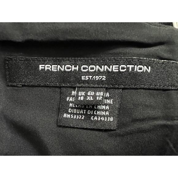 FRENCH CONNECTION WOMENS 12 CONTRAST MINI DRESS BLACK COCKTAIL PARTY TINY FLAW - Picture 4 of 13